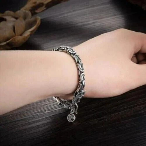 925 Sterling Silver Vintage Dragon Bracelet Unique Elegant Trendy Bangle Jewelry