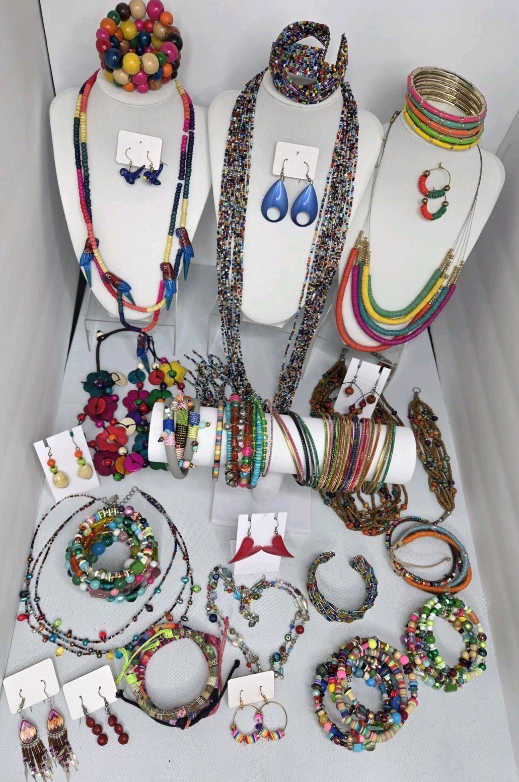 67pc Maximalist Jewelry Bundle Eclectic Mixed Media, Rainbow Beads, Summer Pride