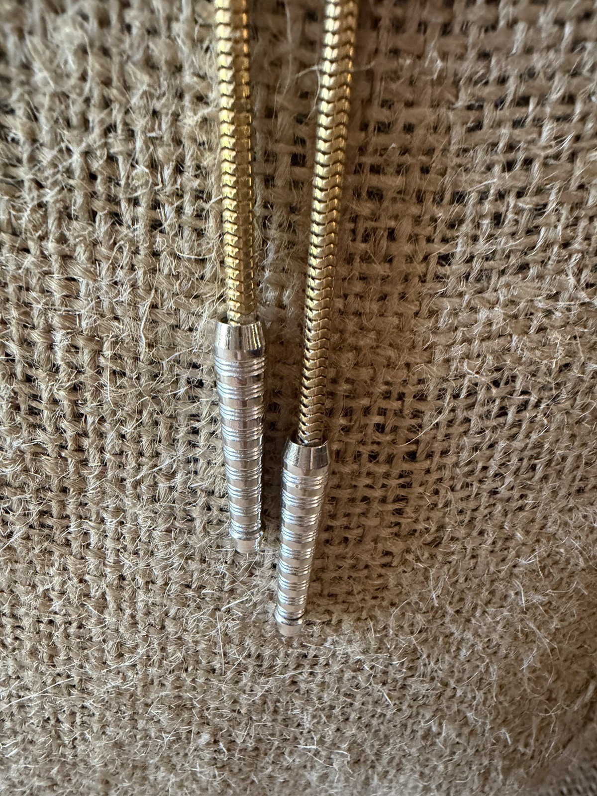 Vintage Silver Bolo Slide Necklace Gold Snake Chain Lariat Rodeo Western Rider