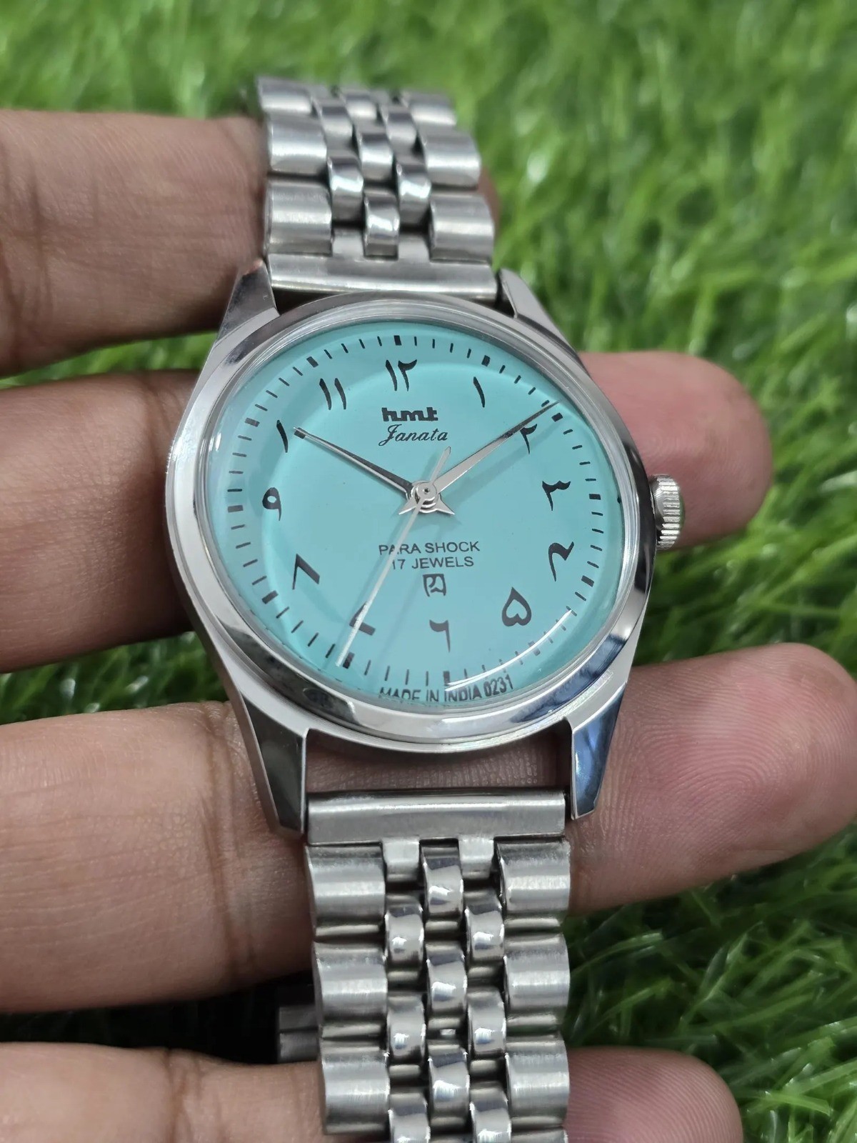 Vintage Hmt Janata Hand Winding Men Steel Transparent Back Refurbished Watch