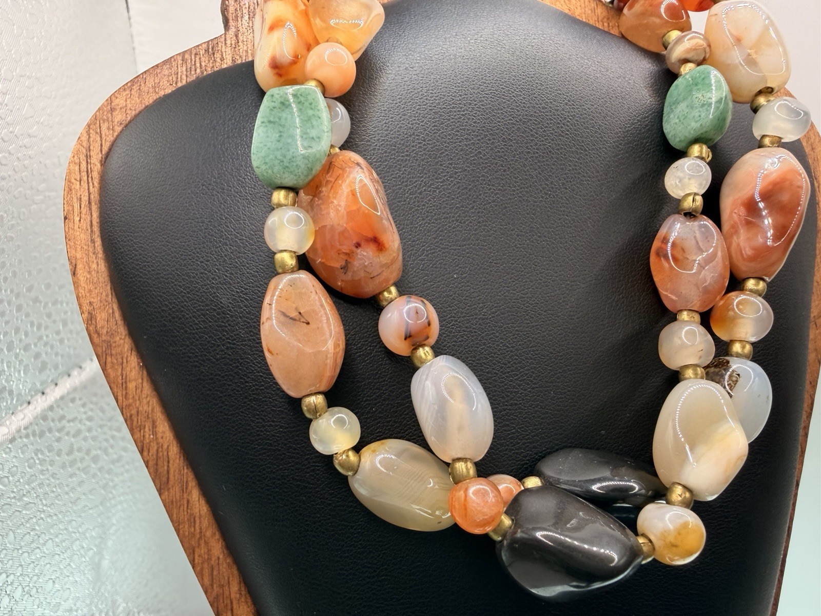 Lot 4 Semi Precious Stone Beaded Necklaces Sterling Silver Pendant Vintage SW