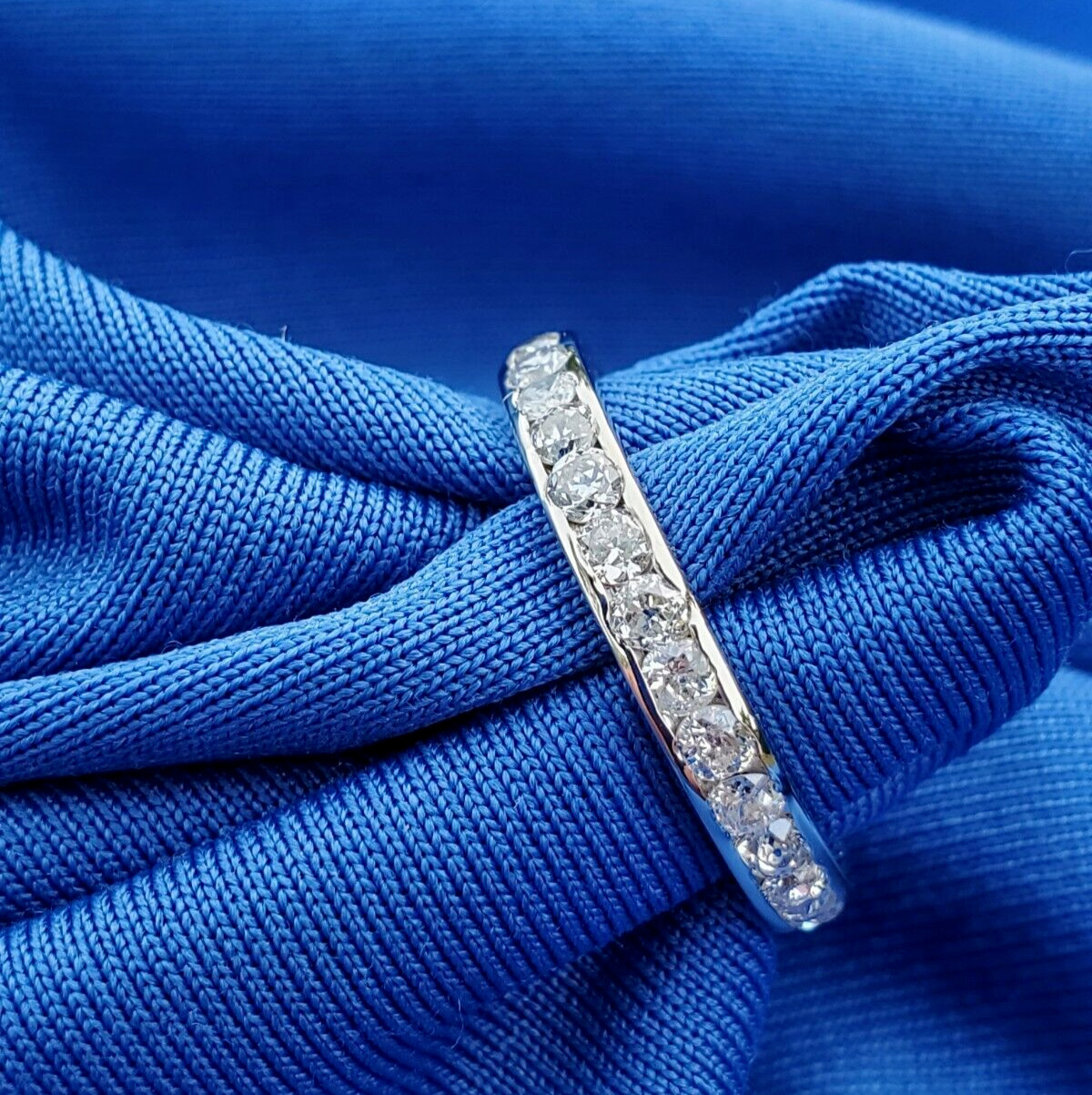Original EARTH MINED DIAMOND Deco Band PLATINUM Eternity Anniversary Ring S 5.25