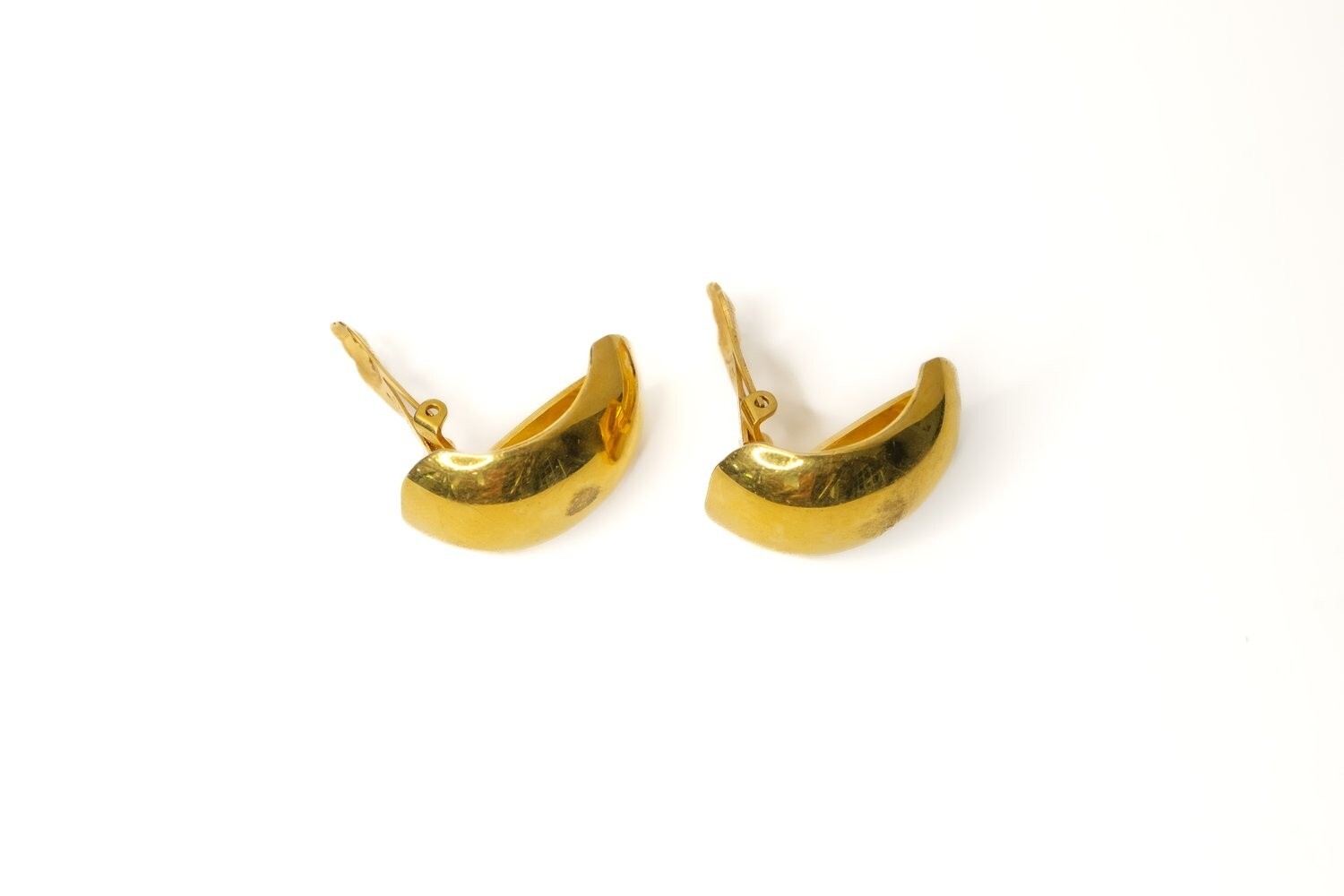 Dior Women’s Gold Tone Half Hoop Dome Clip On Earrings Large