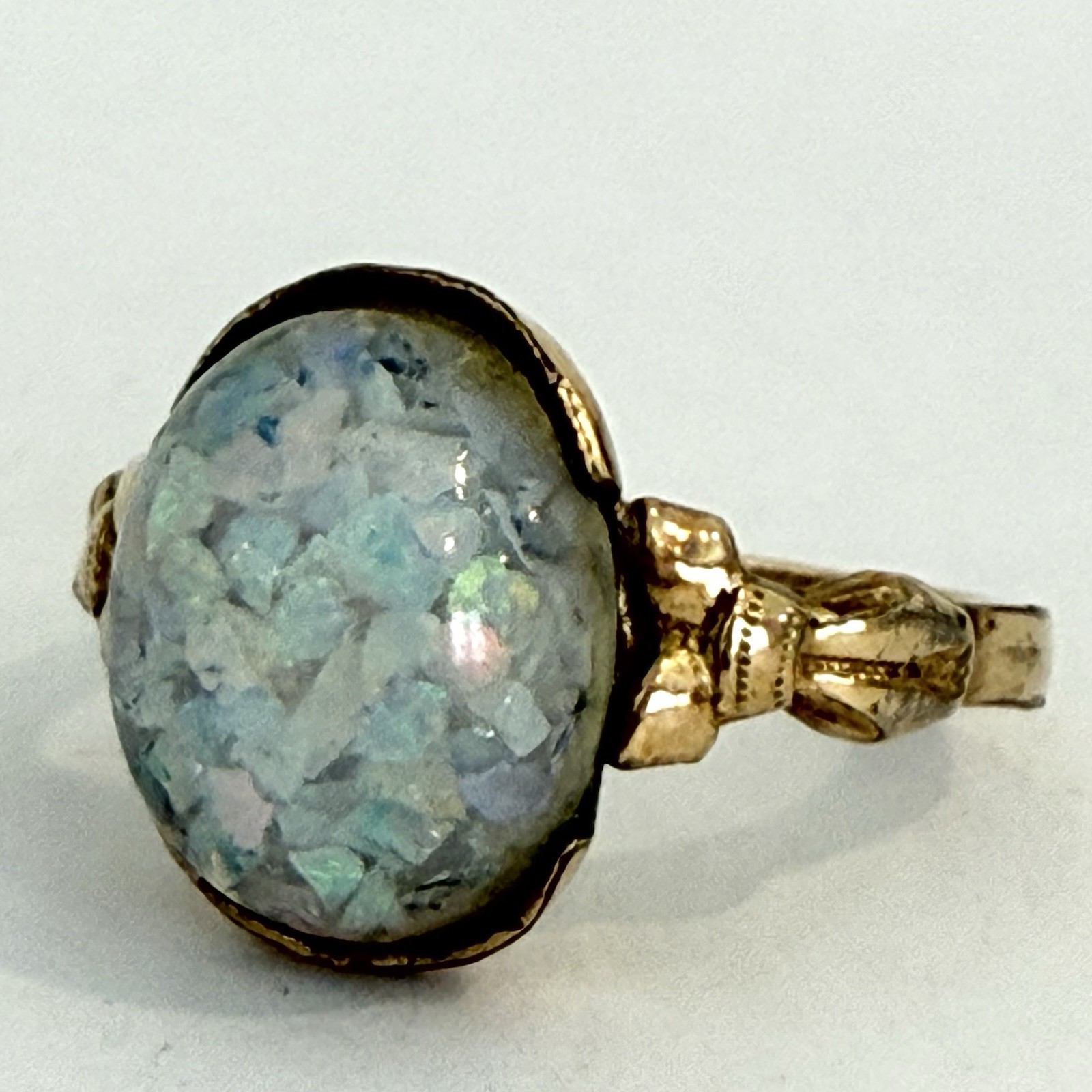Vintage C&C Clark Coombs 10k Gold Filled Victorian Style Ring Faux Opal Size 5.5