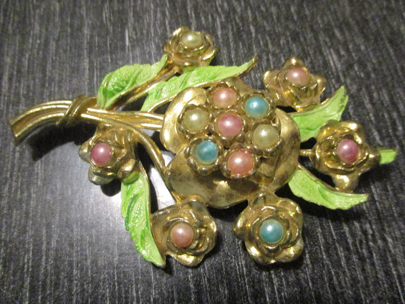 Vintage Little Nemo L/N Art Deco 1930’s Enamel Cabochon Flower Large 3.5″ Brooch