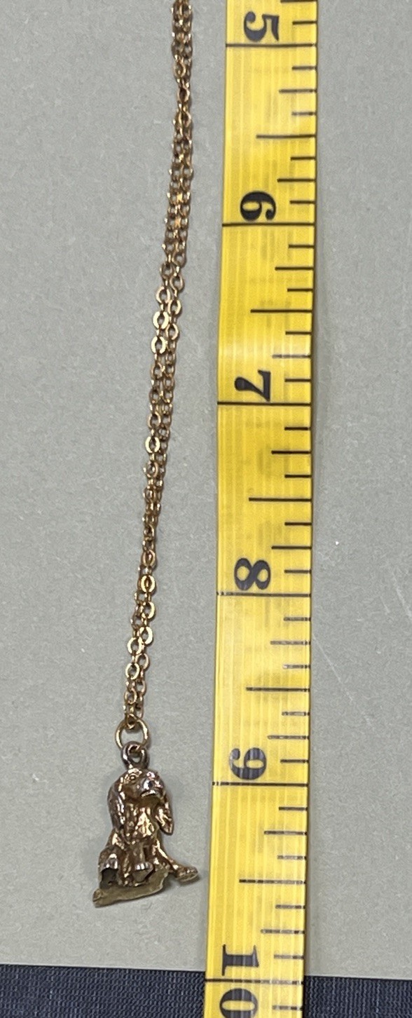 Vintage Cocker Spaniel Dog Pendant Necklace 1/20 Gold Filled 18”Gold Tone .5”