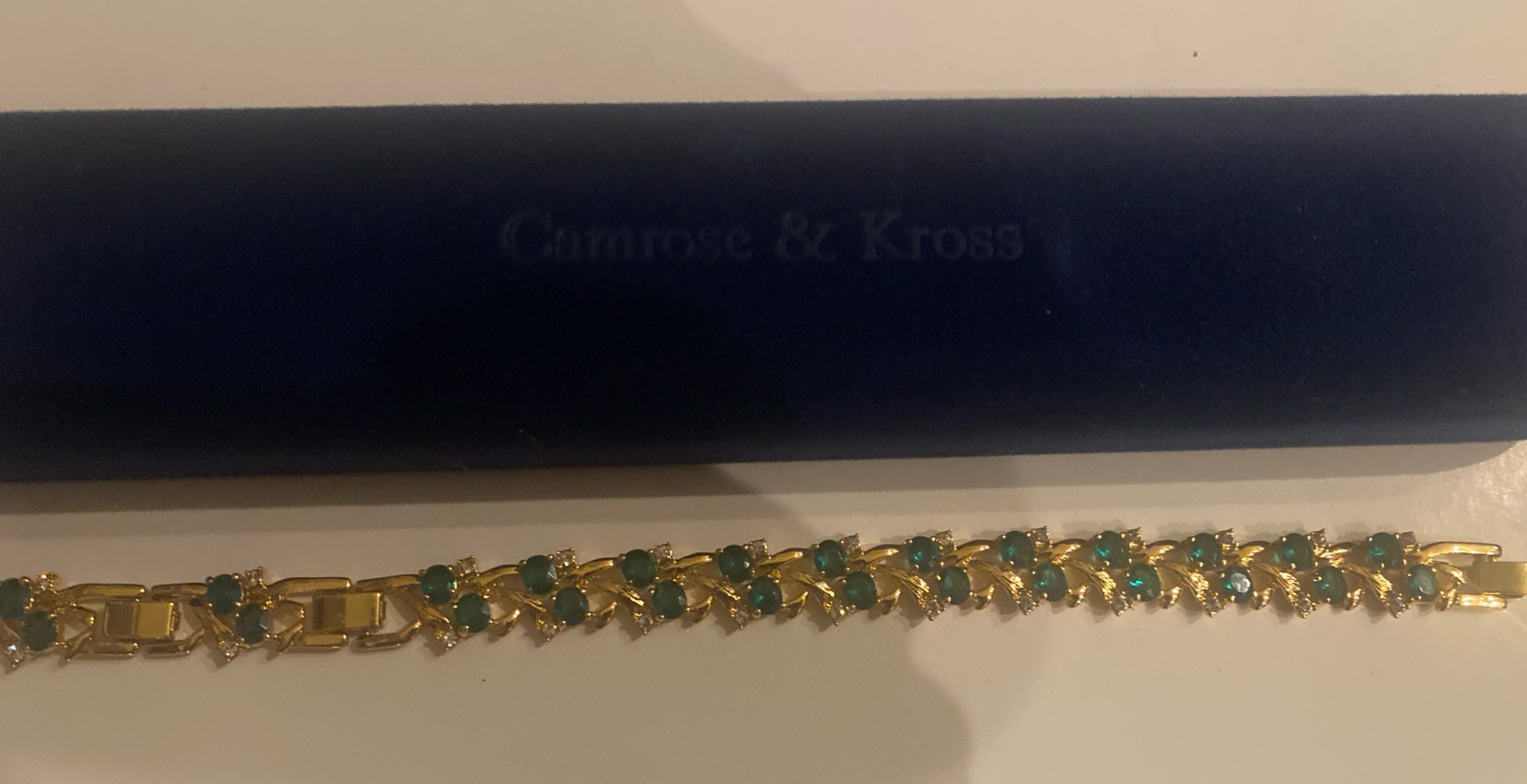 Camrose & Kross Jackie Kennedy Emerald And Crystal Gold Interlocked Bracelet JBK