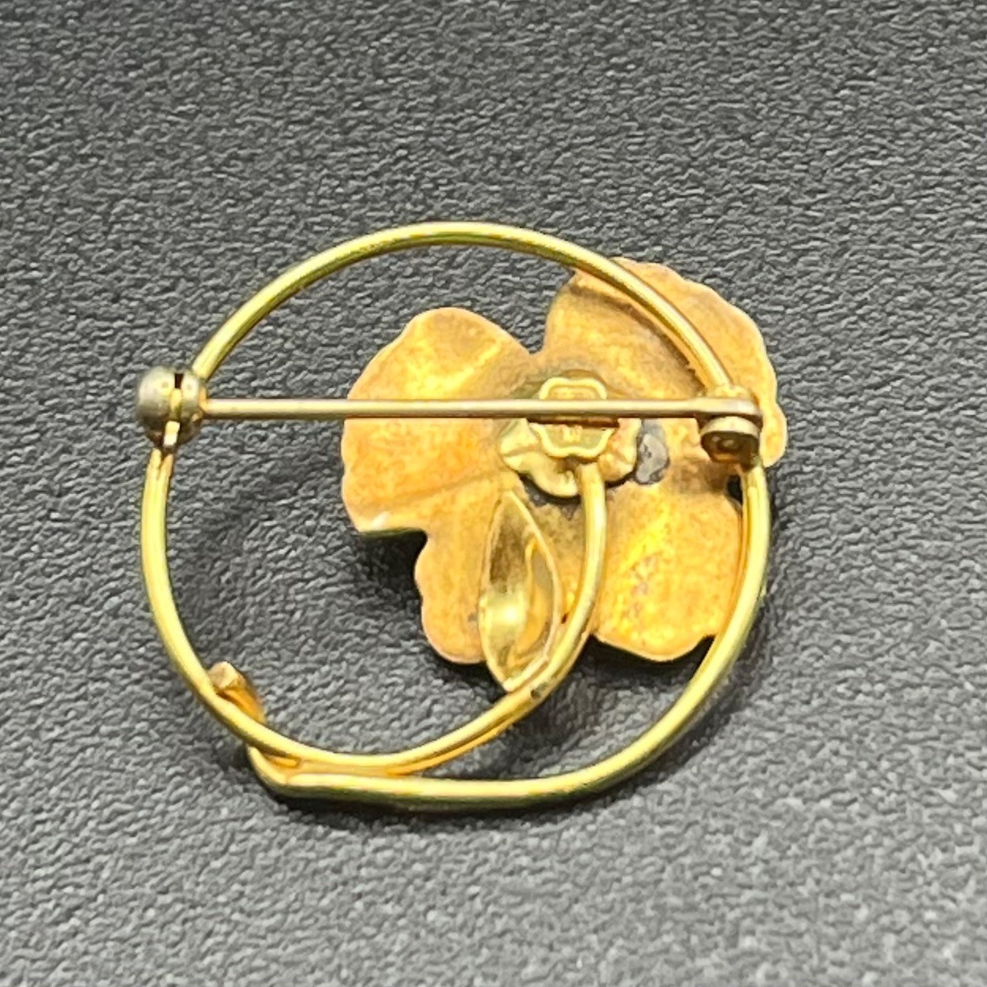 Creed 12K Gold Filled & Sterling Enamel Flower Brooch Mid Century Pearl Pin