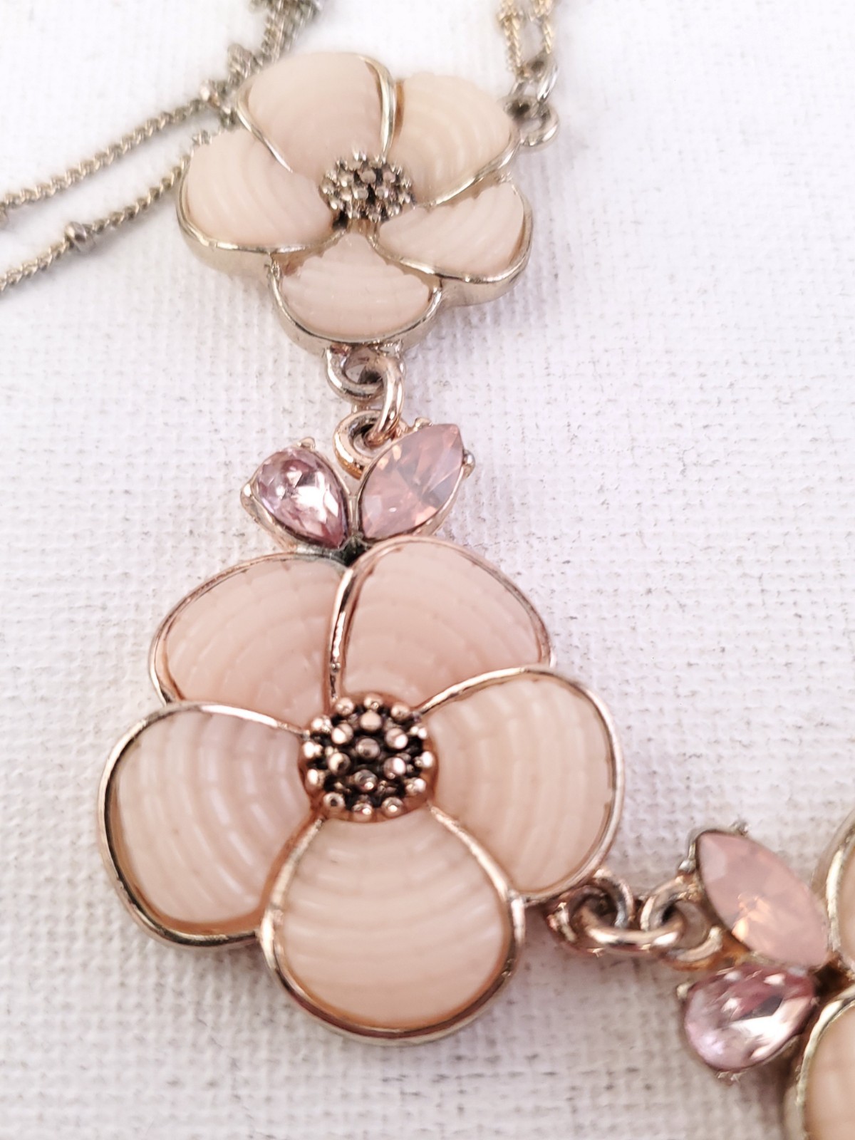 Elegant Napier Floral Statement Necklace – Rose Gold Tone & Peach Enamel