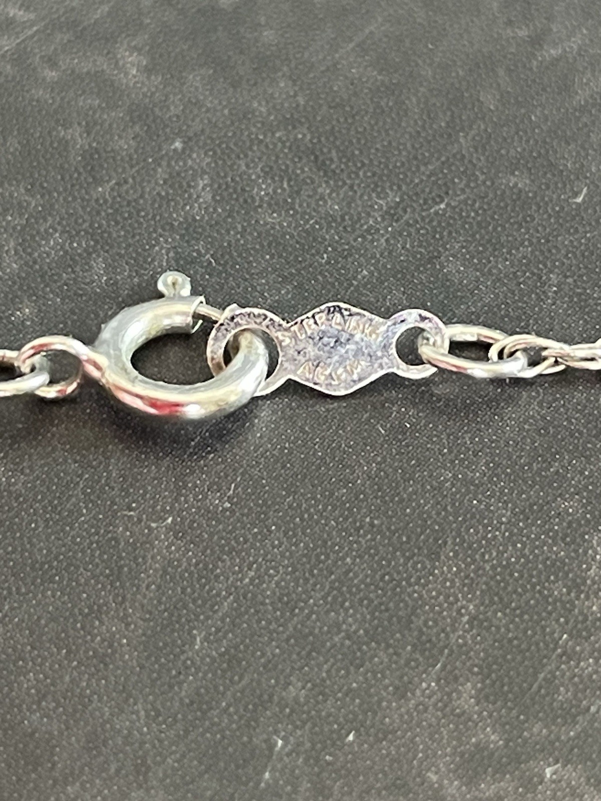 Vintage Dolphin Heart Clear Square Charm Silver Chain