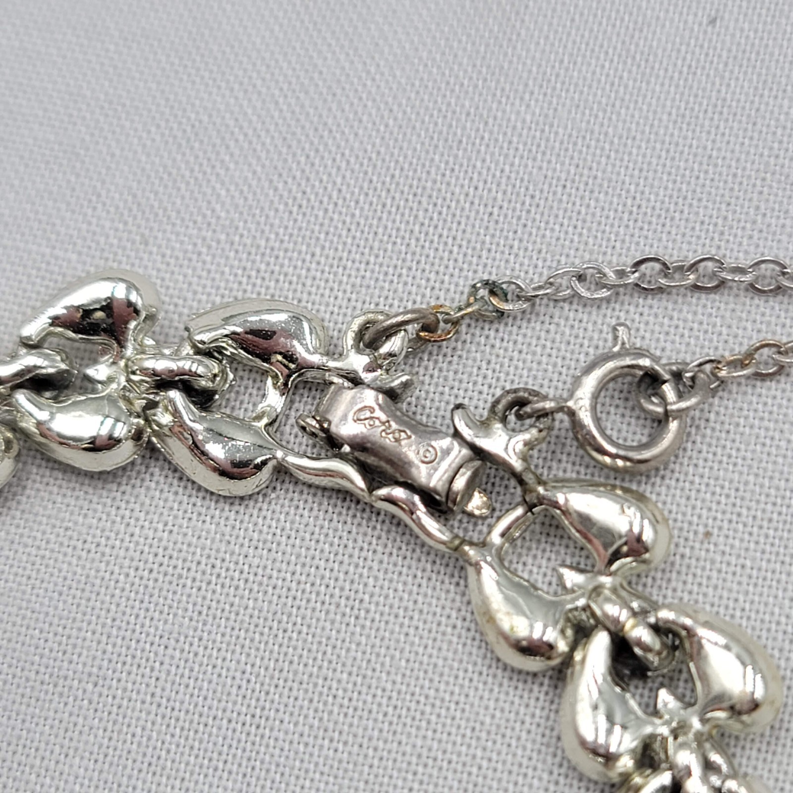 Vintage Coro Silver tone Panel Bracelet Safety Chain 6.75″