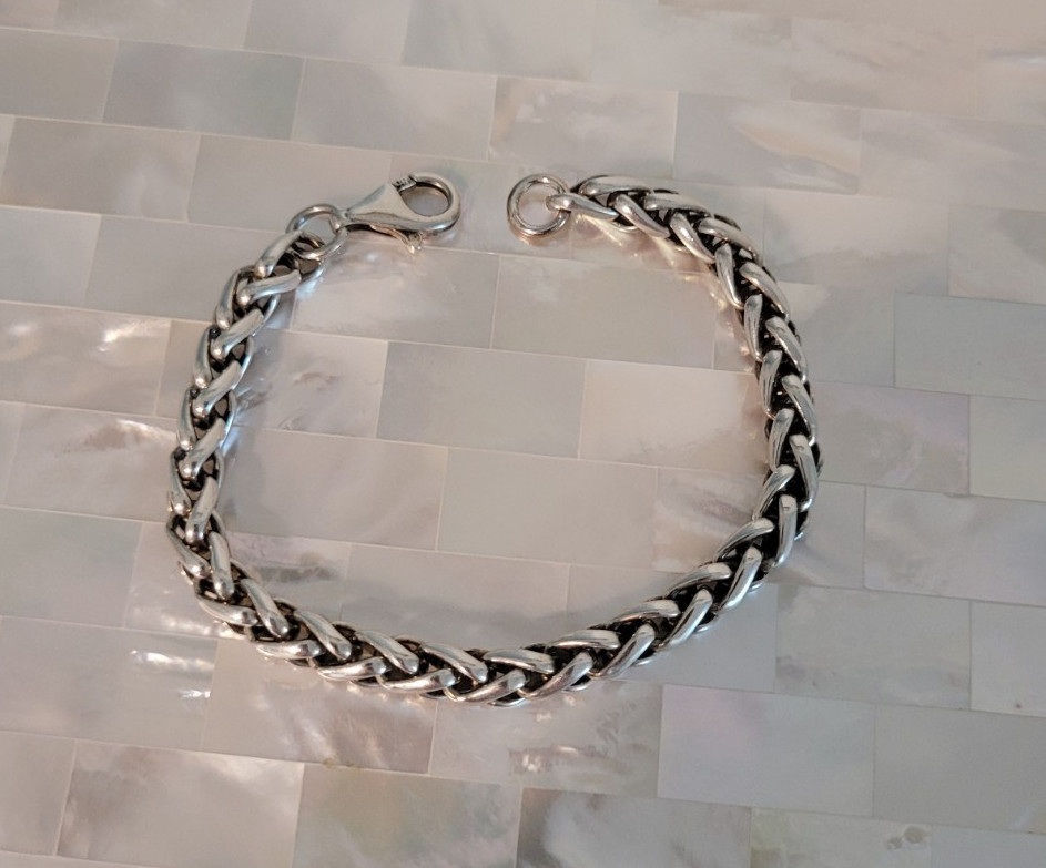 Vintage MSC 925 Sterling Silver Interwoven Link Bracelet 7.5″ L – 23.6 grams