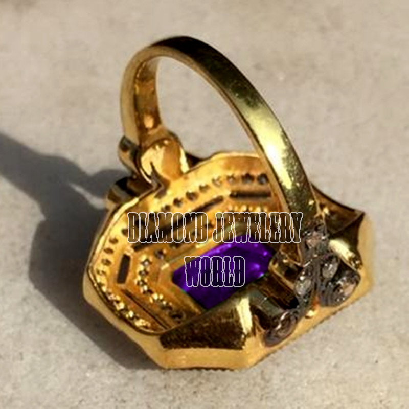 Gorgeous 1.93ctw Rose Cut Diamond Amethyst Studded Silver Victorian Ring Jewelry