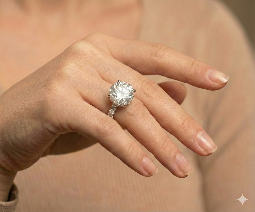 Vintage Platinum Engagement Ring 9.65CT. Natural Diamond Round Shape AGI Cert