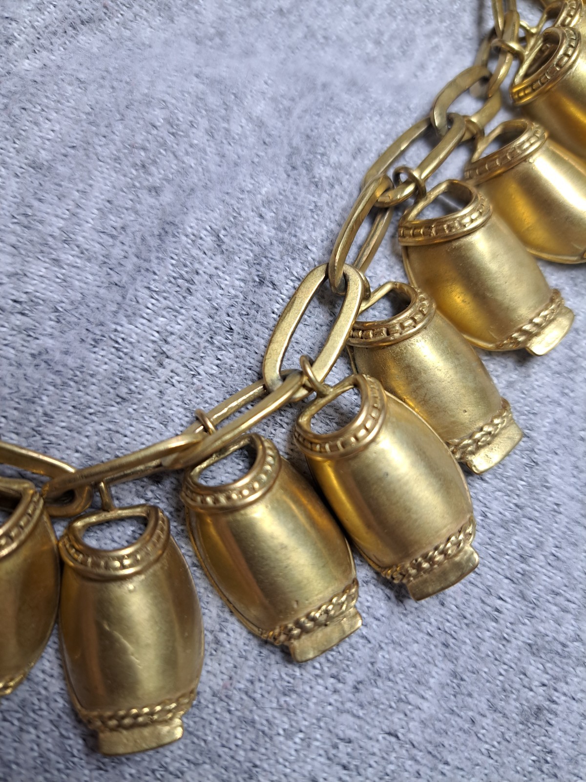 Vtg Kalevala Koru Nukkekääty Doll Chain Necklace 20 Charms Signed RC Rolled Gold