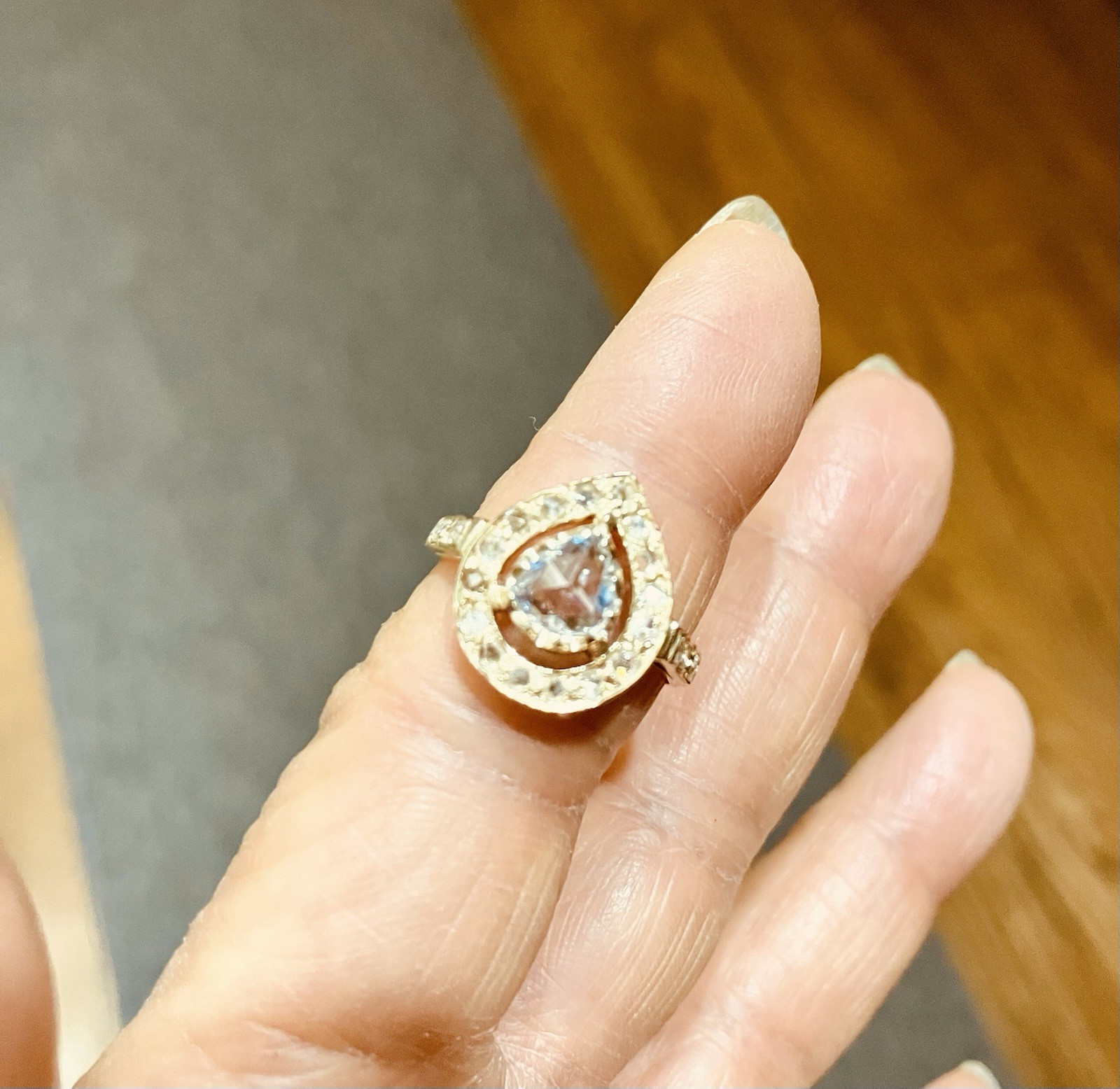 Vintage 14K Gold Rose-Cut Diamond Halo Ring