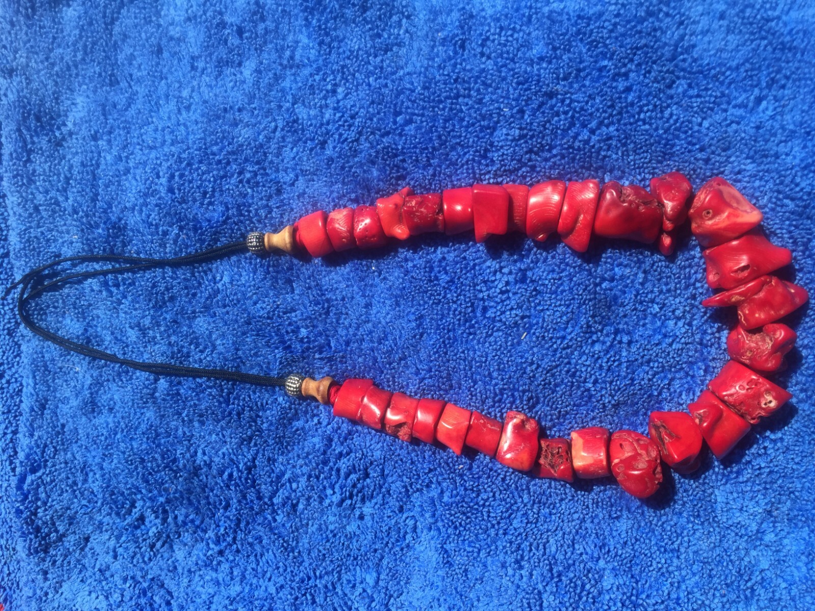 chinese china fine Necklace yes of Deep Red Bamboo Coral nuggets accented