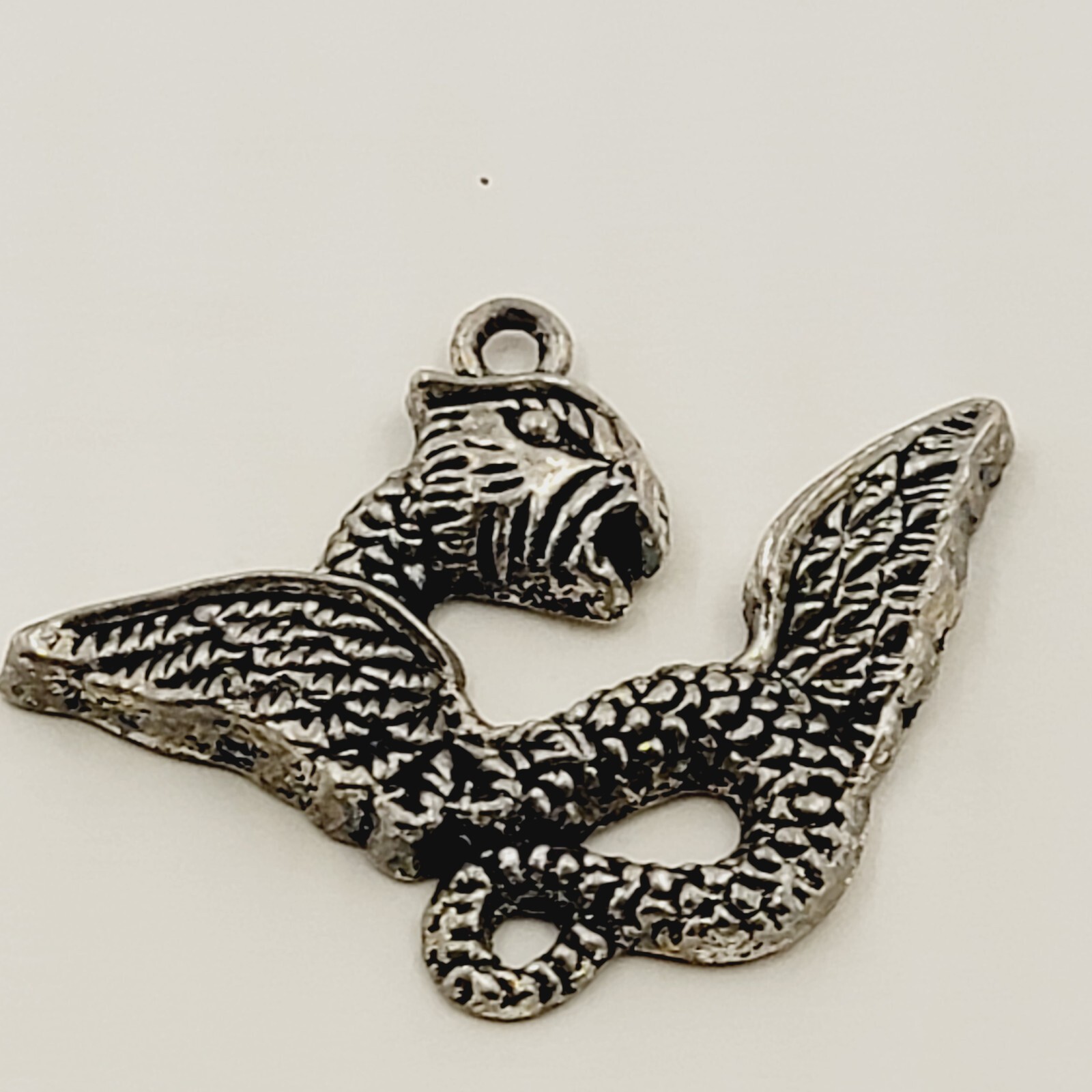 Vintage Pewter Griffin Pendant Double-Sided Winged Mythical Creature