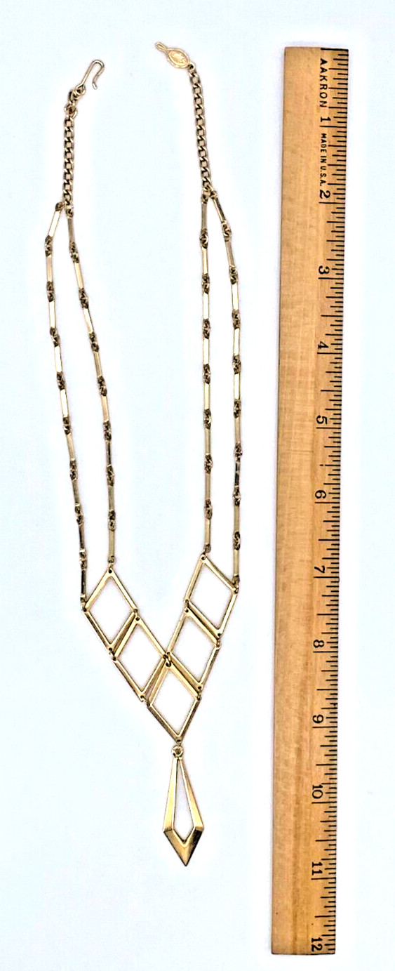 Sarah Coventry Multi-Chain Gold Tone Pendant Necklace 17″ Vintage Signed
