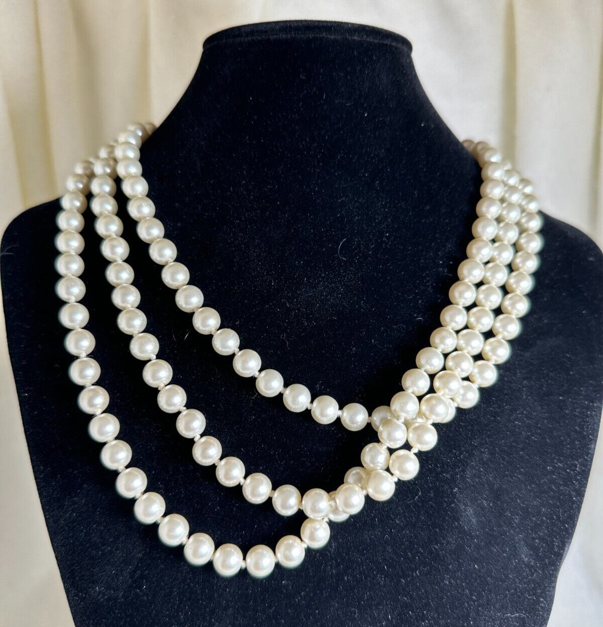 LONG Cream Colored Pearl Necklace without a Clasp – Knotted – 60″ (Yes, 60″!)