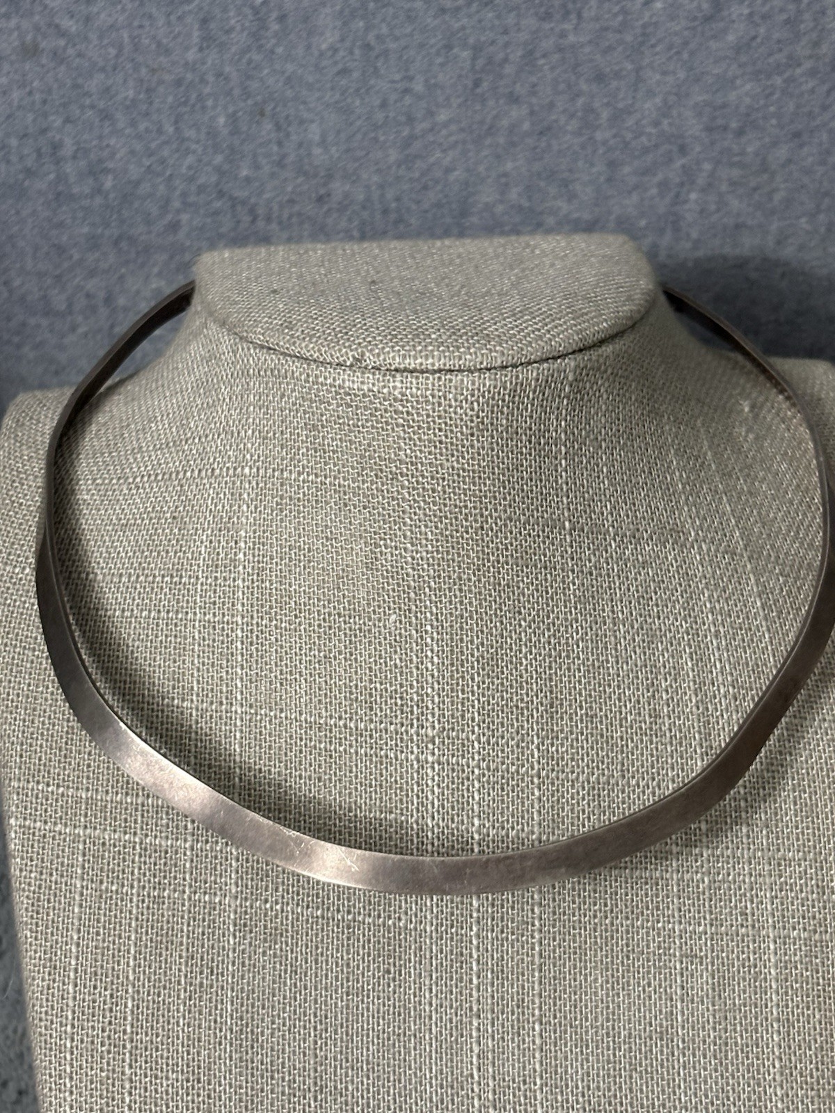 Vintage Sterling Silver Cuff Collar Necklace Flat Choker wavy 23g 14”