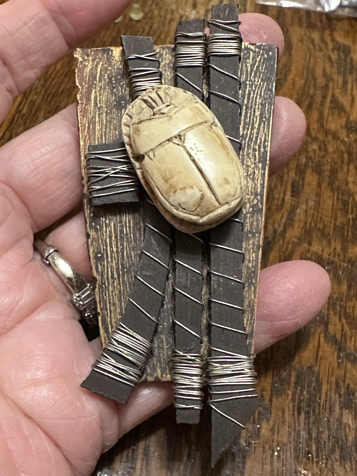 Vintage Scarab Beetle Brooch Signed By Maker Carol Brooks