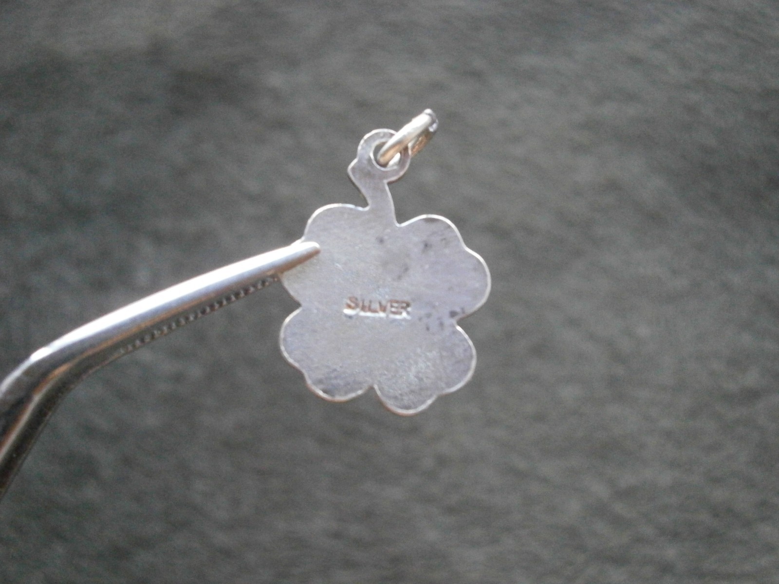 Small Lucky Four Leafed Clover Vtg Sterling Silver Enamel Bracelet Charm Pendant