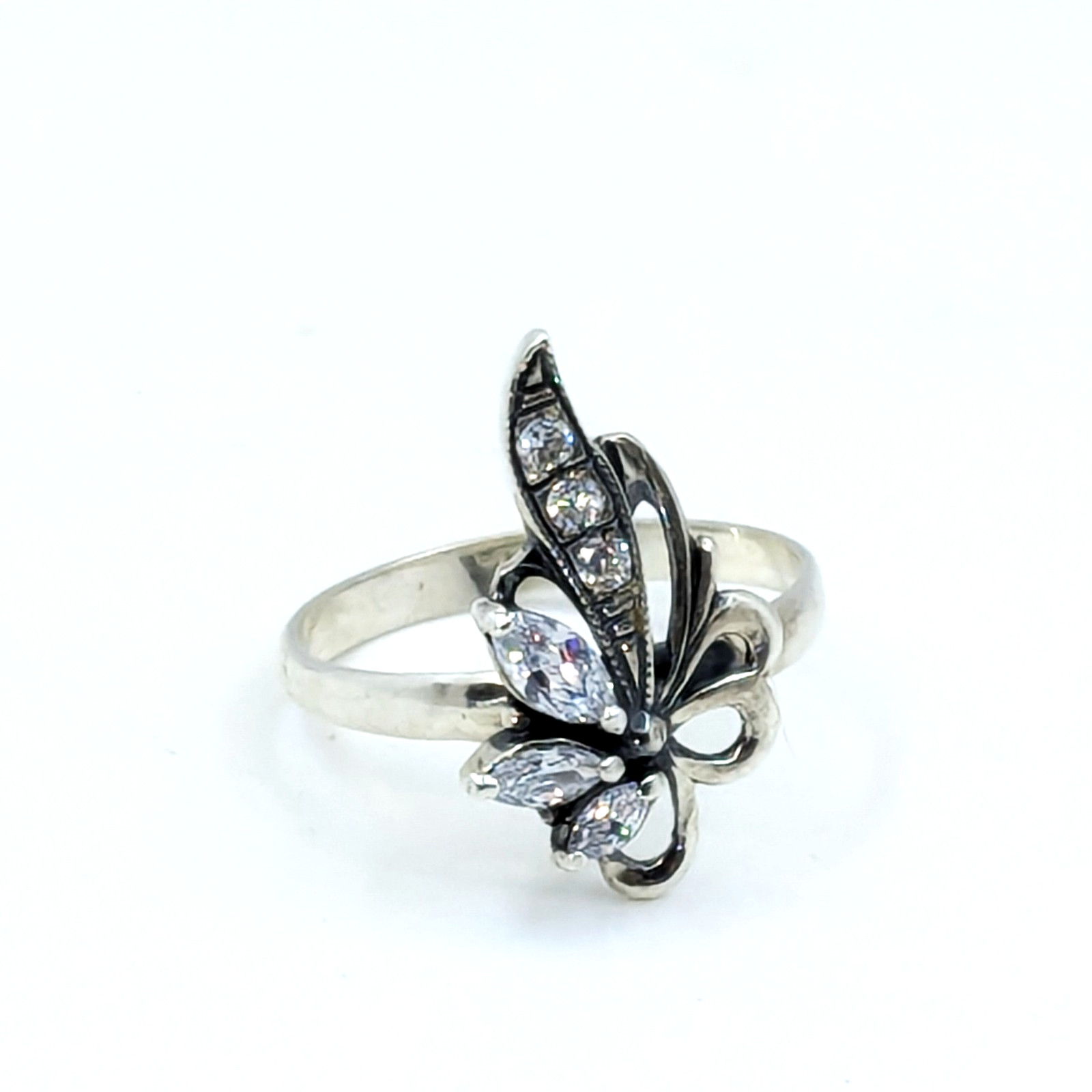 Vintage Luxury RING Silver 925 with Bright Stones-size: 9.5US(19.5mm) Ukraine#79