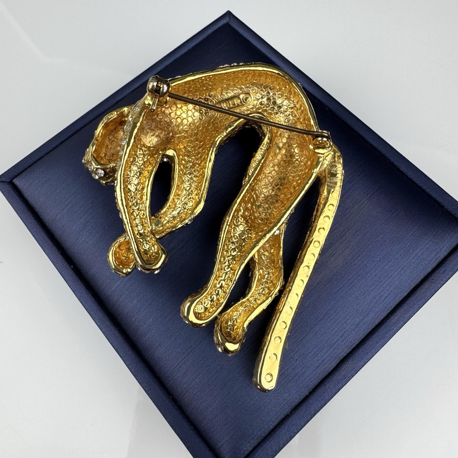 Vintage 1960’s Signed CINER Tiger Large Brooch Enamel Stripes Rhinestone