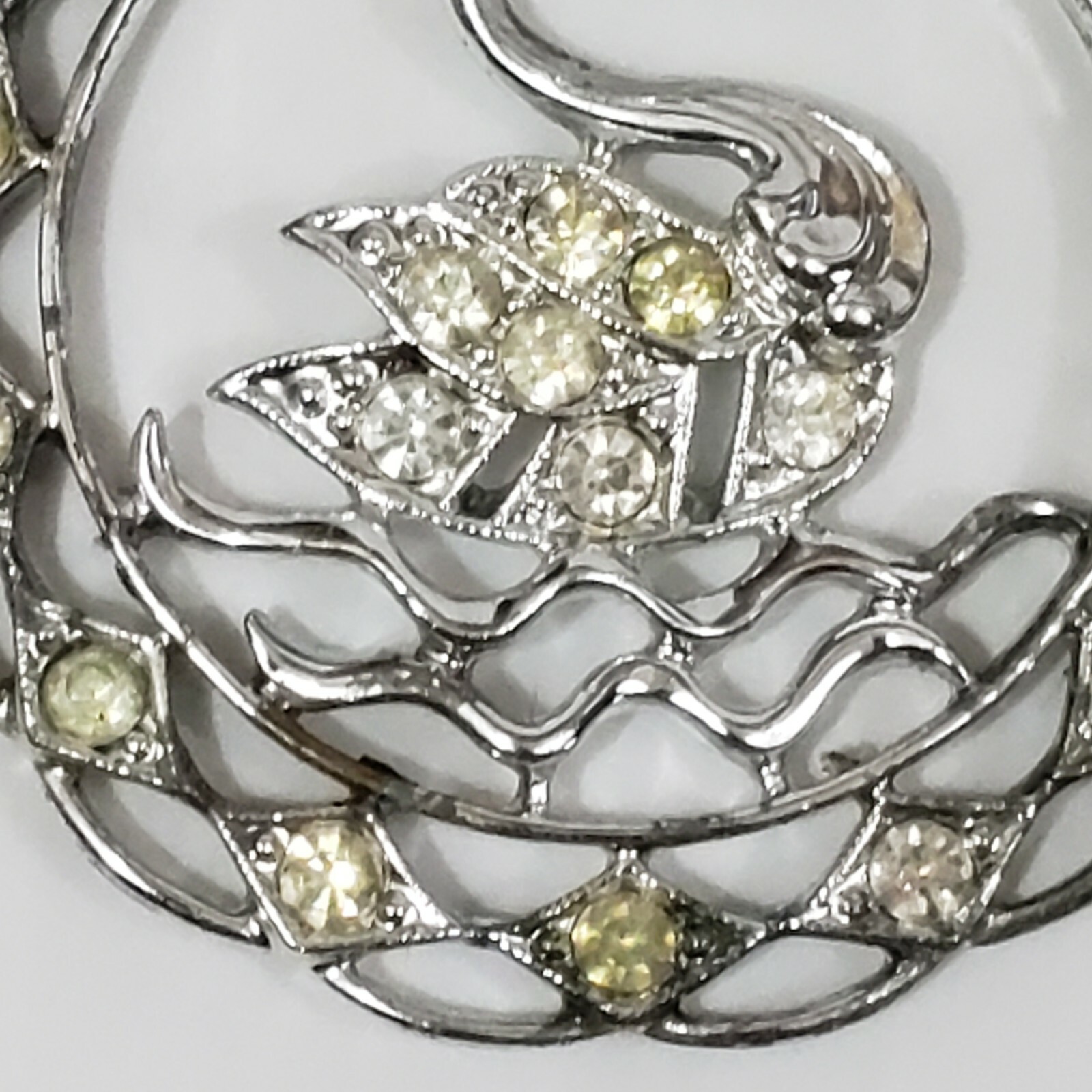 Sarah Coventry 1970s Swan Lake Pendant with Aurora Borealis Crystals
