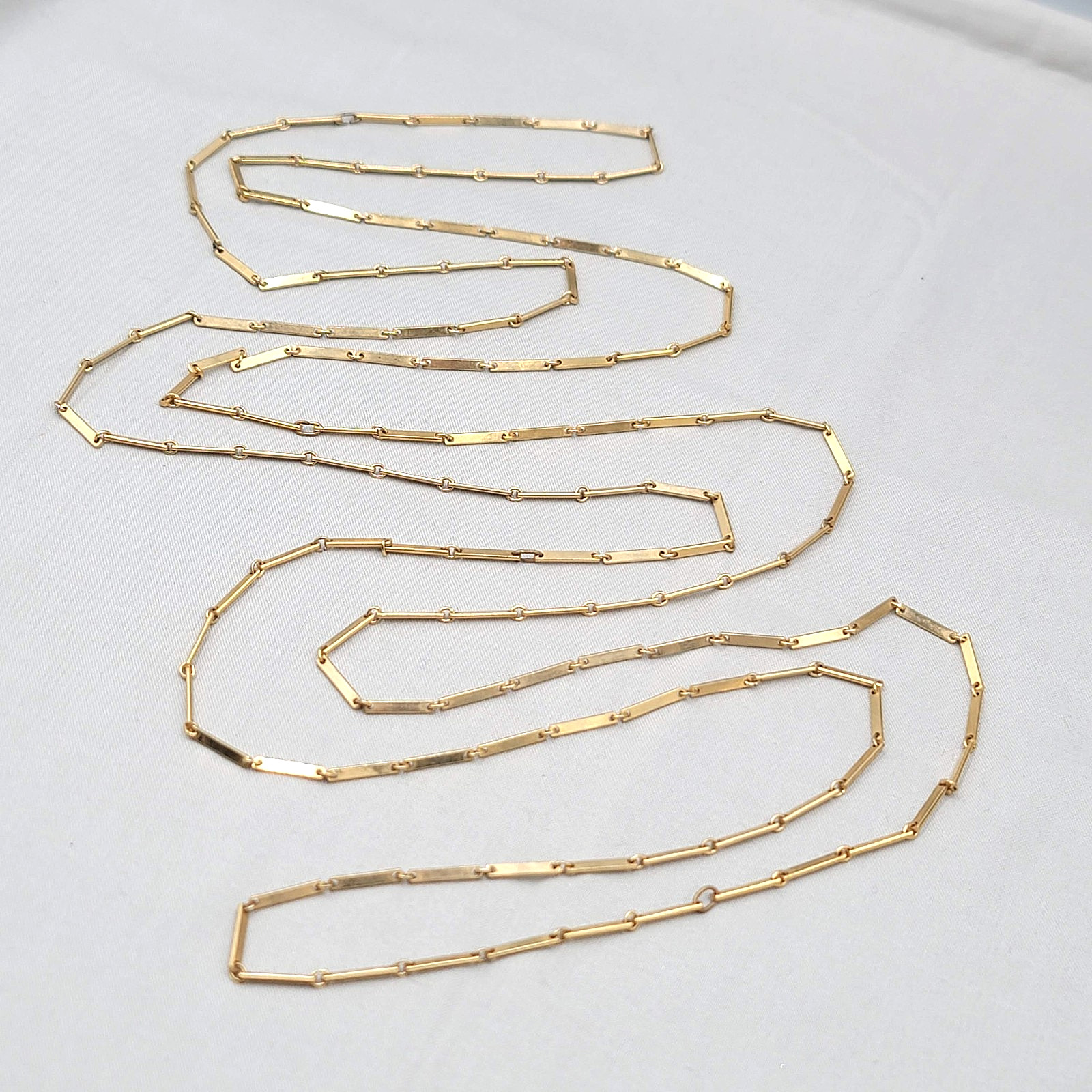 Vintage Bar Link Chain Necklace Gold tone Very LONG 84″