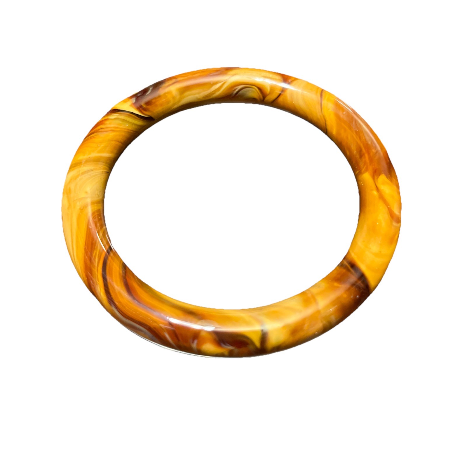 Vintage Chocolate Milk Glass Bangle Bracelet Marbled Caramel Brown 20cm or 7.8”