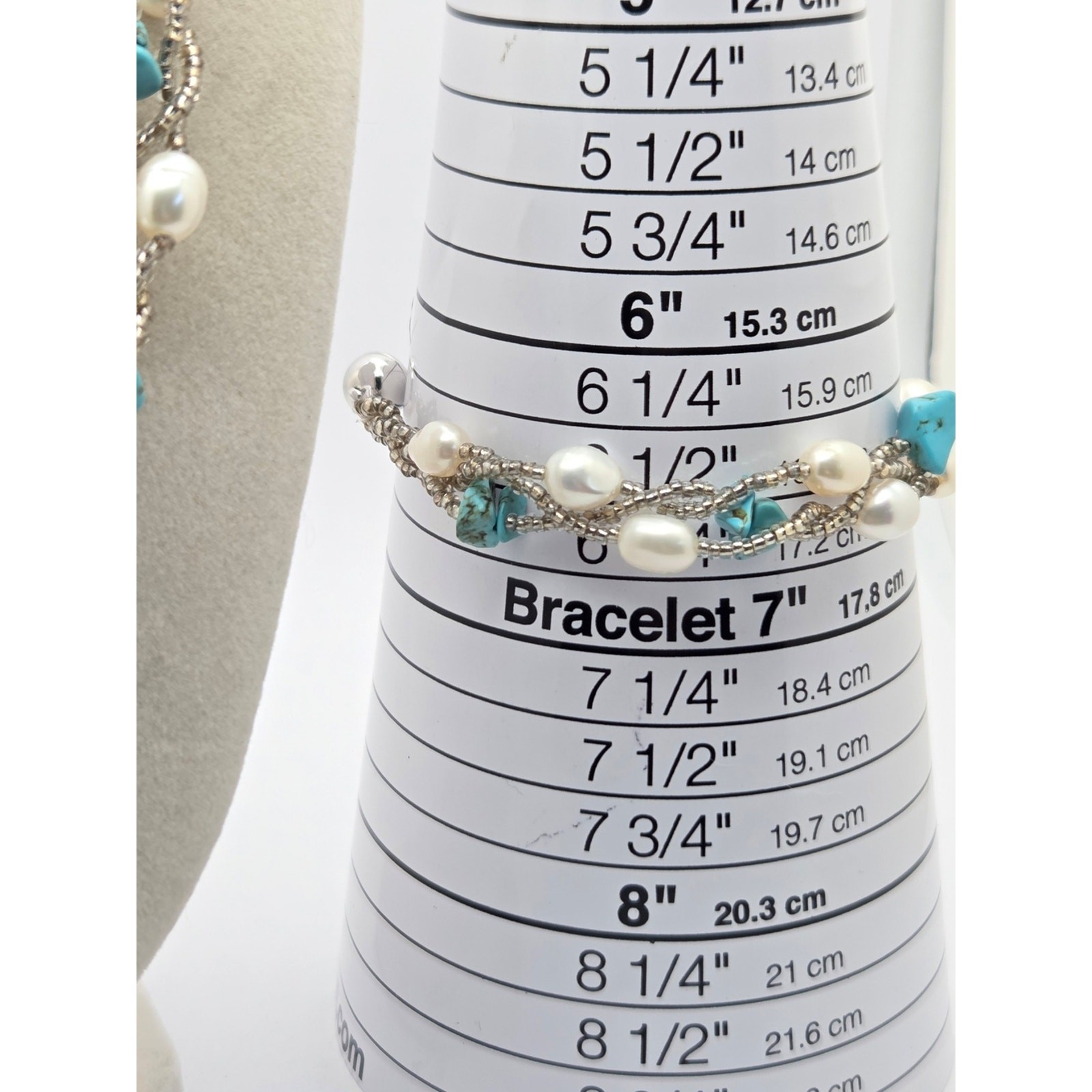 Convertible Freshwater Pearl & Turquoise Multi-Strand Necklace Bracelet Set