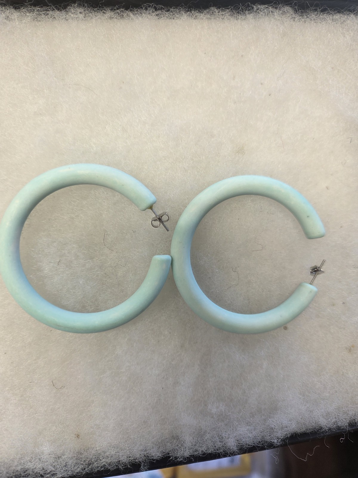 Vtg mint green lucite pierced hoop Earrings