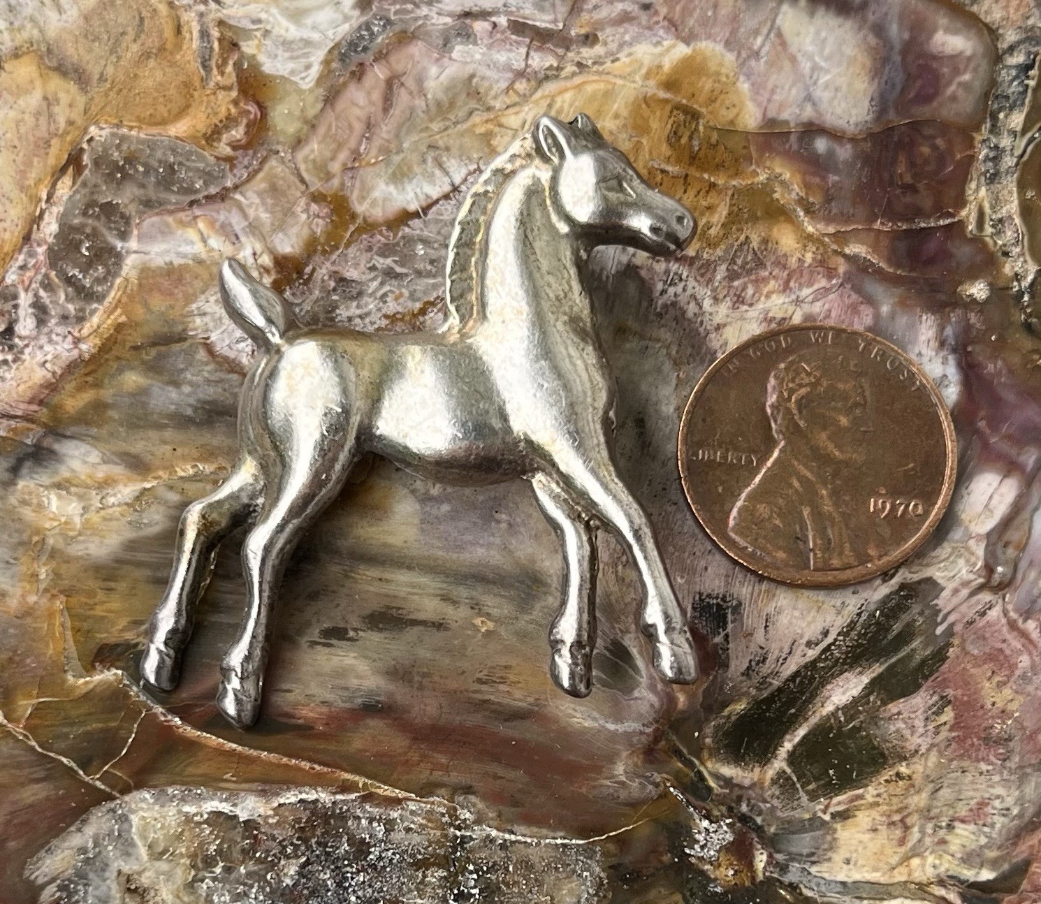 Vintage Sterling Silver Foal Colt Horse Equestrian Pin Brooch Heavy 11 Grams