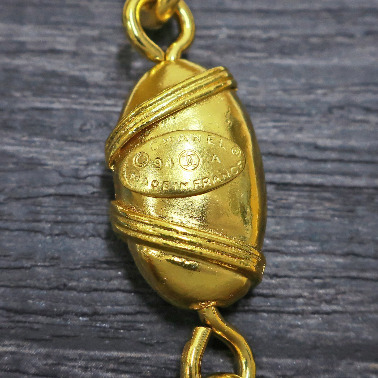 CHANEL Gold Plated CC Logo Vintage Long Chain Necklace Pendant #1320c Rise-on