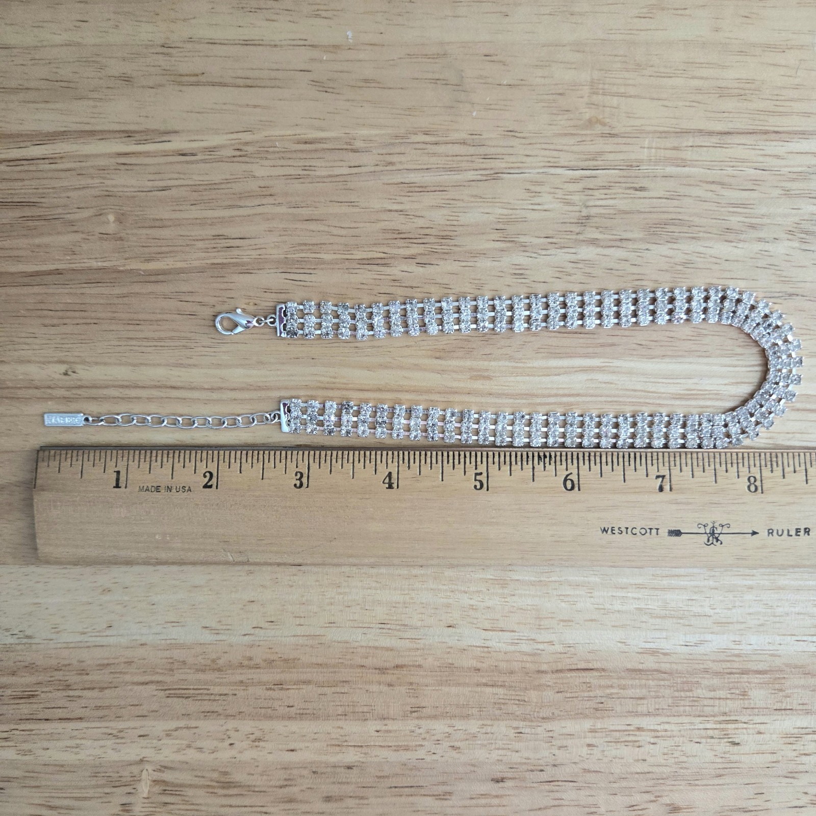 Napier Rhinestone Choker Necklace Silver Tone 13″