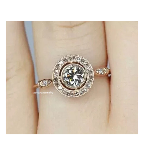 2Ct Vintage Art Deco Style Lab-Created Diamond Engagement Ring 14K Rose Gold FN