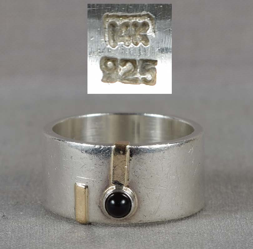 Vintage 14K gold & sterling silver RING Size 6.75