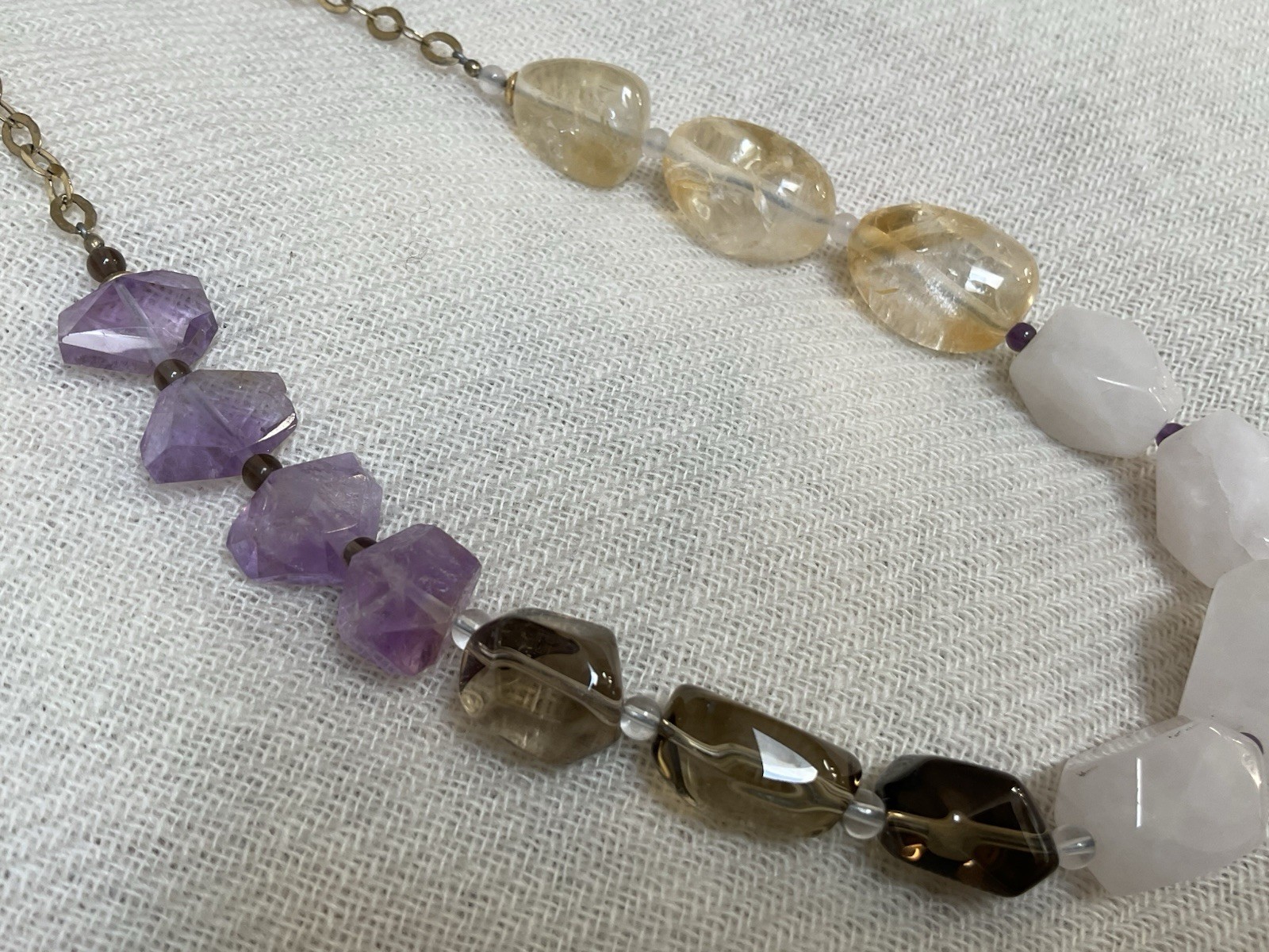 Vintage Multi Stone 925 Sterling Silver Necklace Genuine Gemstone IL Marks