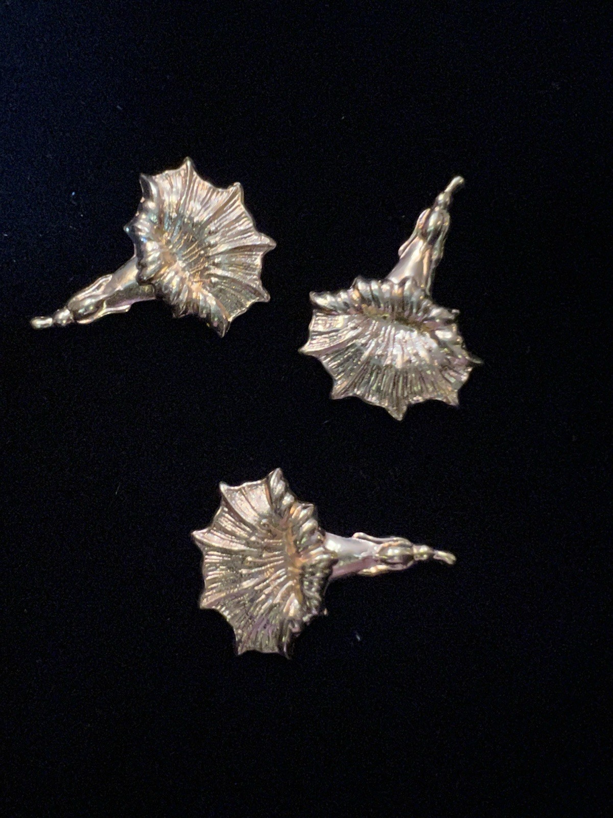 Three Vintage Floral Brass Stampings 22K Gold Plated for Jewelry/Crafting/Decor