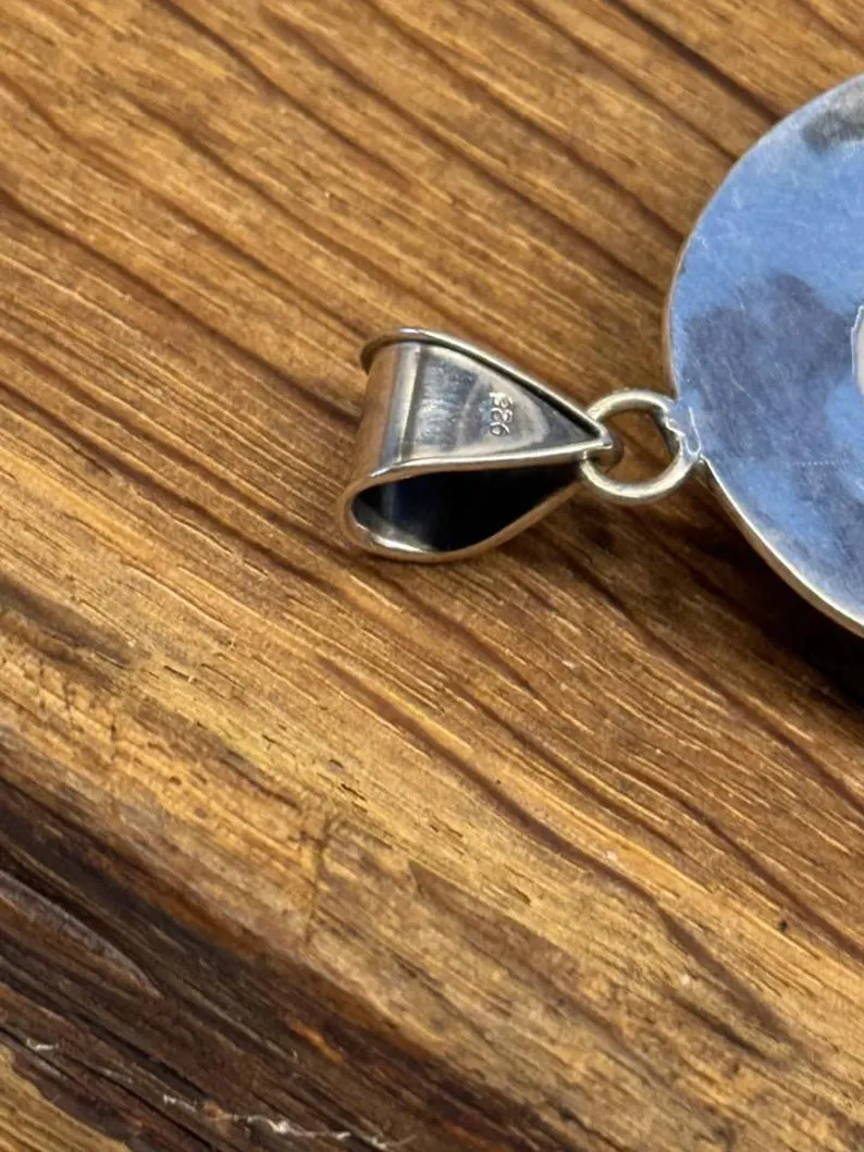 Large pendant sterling silver Dendrite Opal