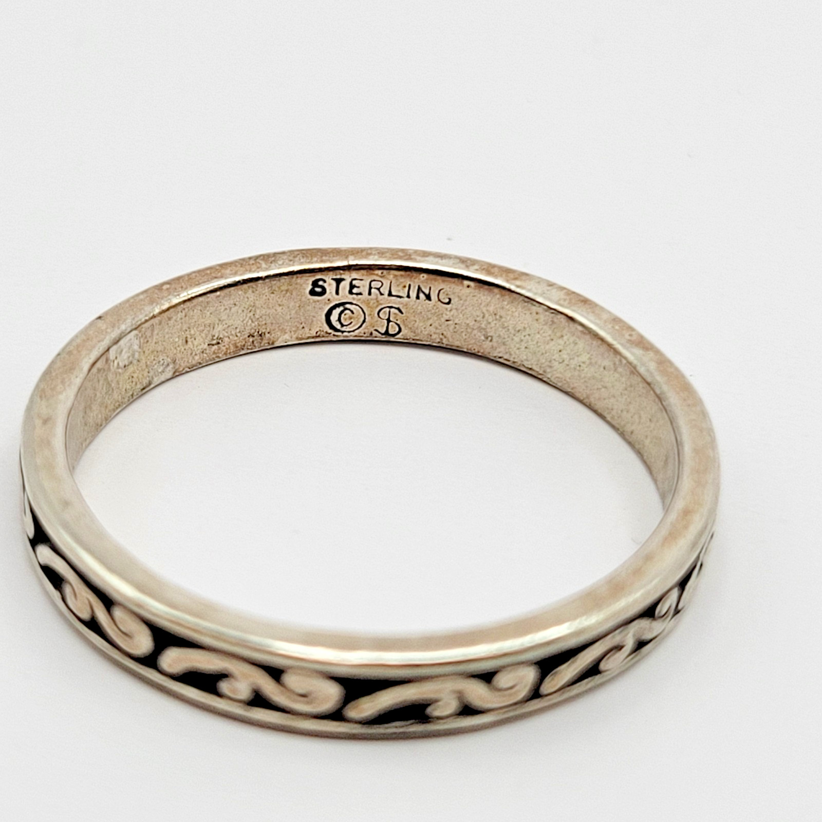 Shube Sterling Silver Scrolled Stackable Band Ring ~ Size 9