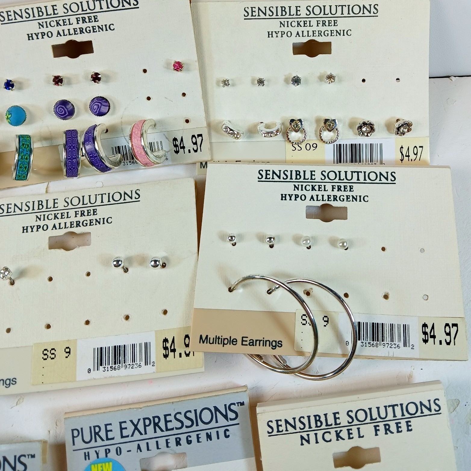 Lot Vintage Y2K Sensible Solutions Earrings Studs Hoops Nickel Free Deadstock