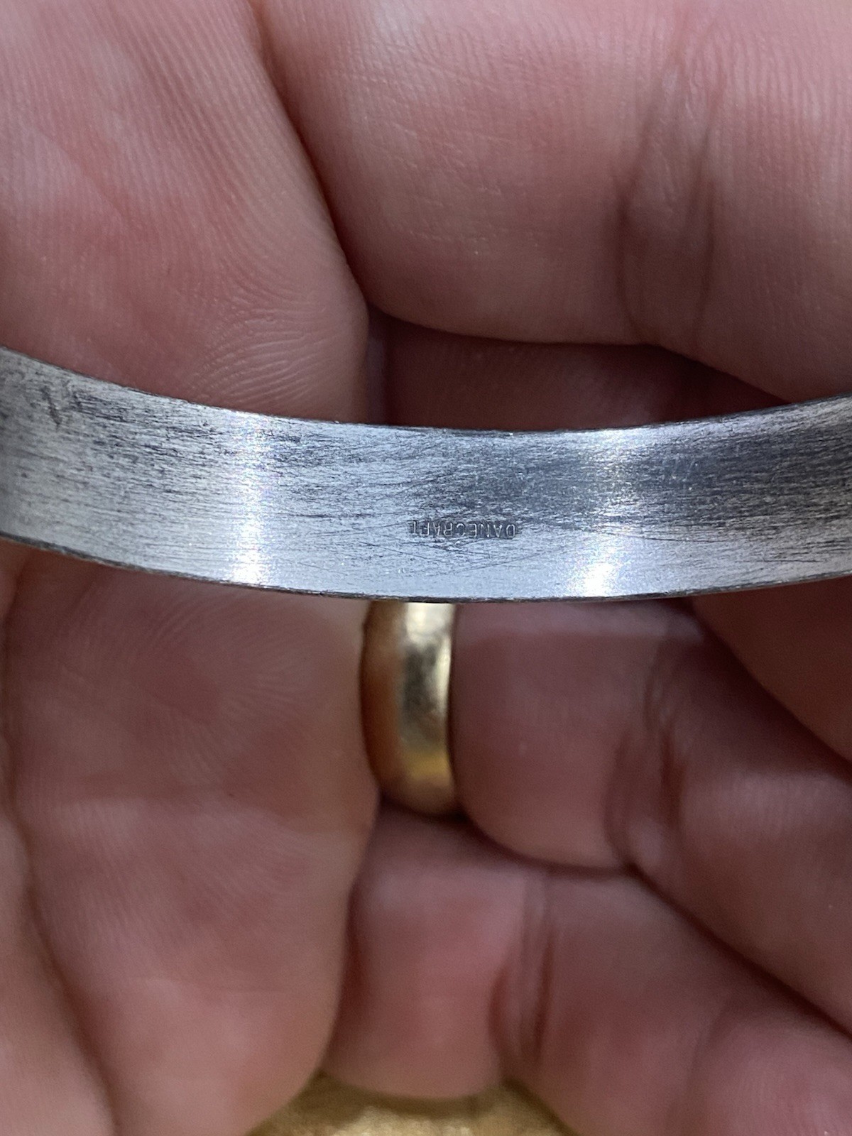 Vintage Designer Signed Sterling Silver Danecraft Bracelet Bangle Etched Floral