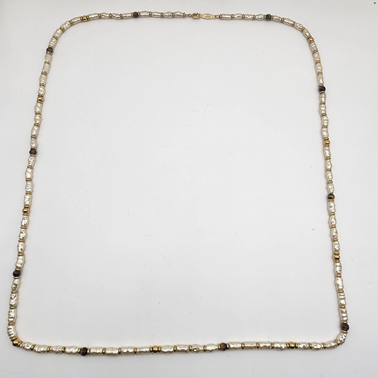 Vintage Signed Napier Women’s Necklace Gold Tone With Beads 30″