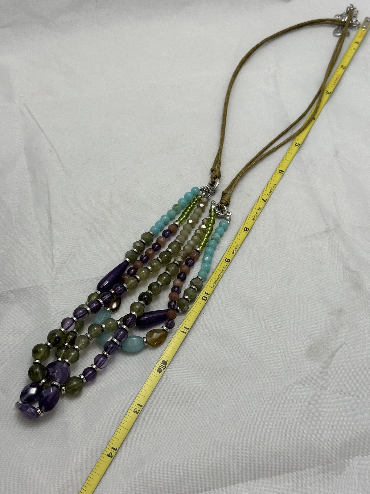 BEAUTIFUL Beaded TRIPLE STRAND C1946 NECKLACE 14”
