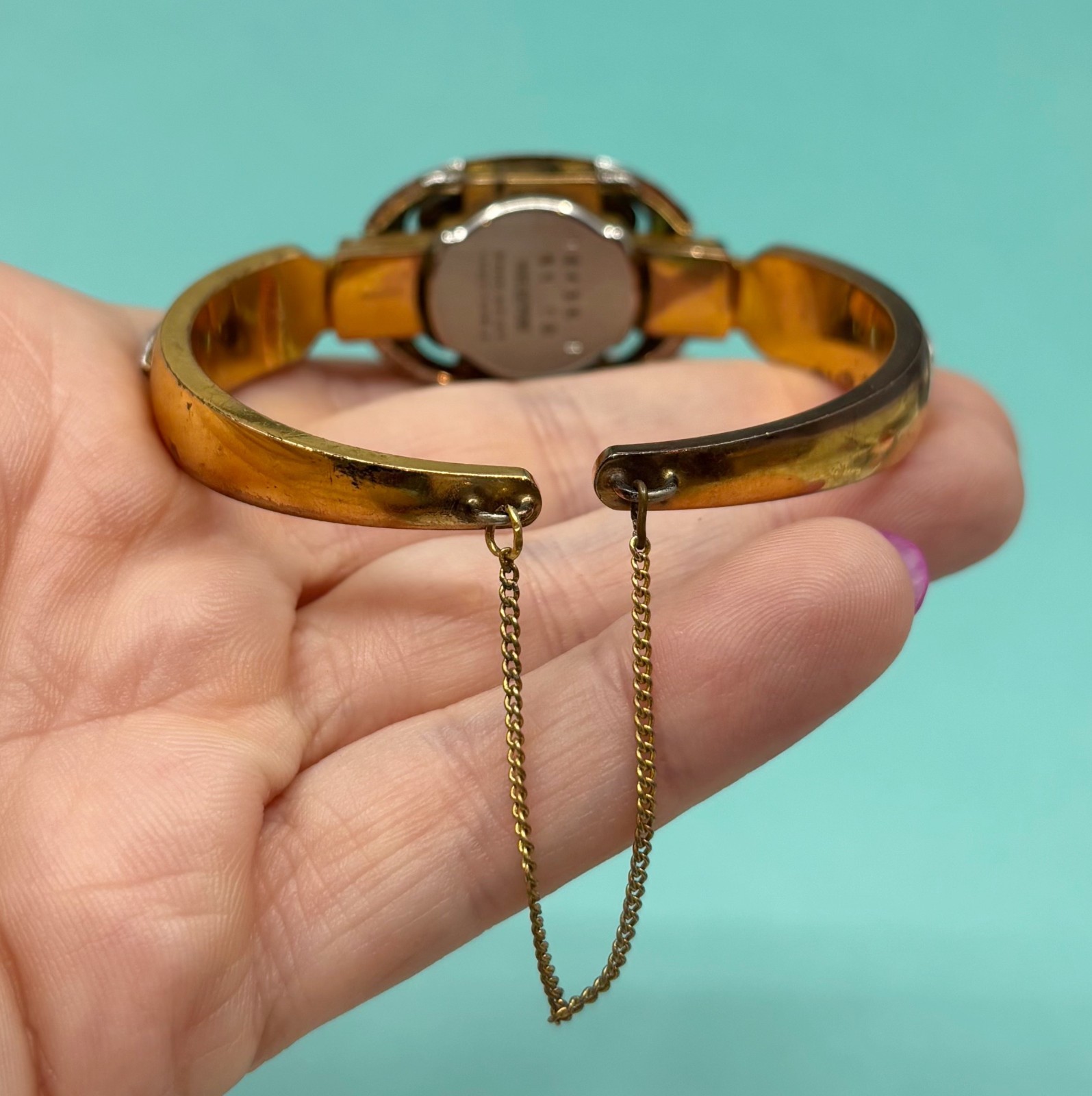 French Potens Prima Hidden Watch Bracelet Paste Set Gold Filled Retro