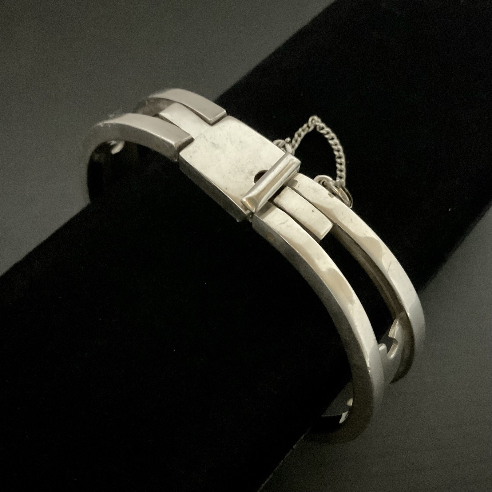 Vintage Sigi Pineda Mexico Sterling Silver Modernist Design Bracelet 6.5”