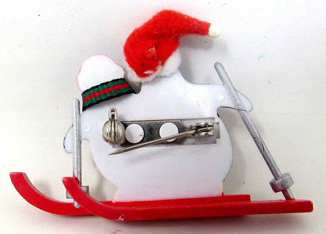 2 Skiing Penguins Pin 2 inch Plastic Winter Christmas US Seller us